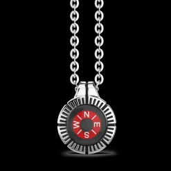 Collana Zancan con bussola rossa in argento.