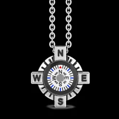 Collana Zancan con bussola bianca in argento.