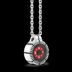 Collana Zancan con bussola rossa in argento.