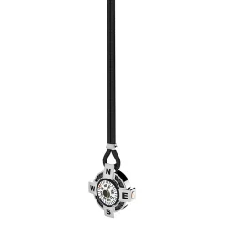 Collana Zancan con bussola bianca in argento e spinelli neri.