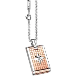 Collana Zancan in acciaio con piastrina e rosa dei venti