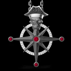 Collana Zancan in argento con pendente a teschio pirata.