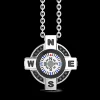 Collana Zancan in argento con bussola bianca e spinelli neri.