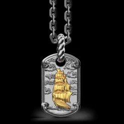 Collana Zancan in argento brunito con veliero.
