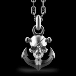 Collana Zancan in argento con pendente a teschio pirata.