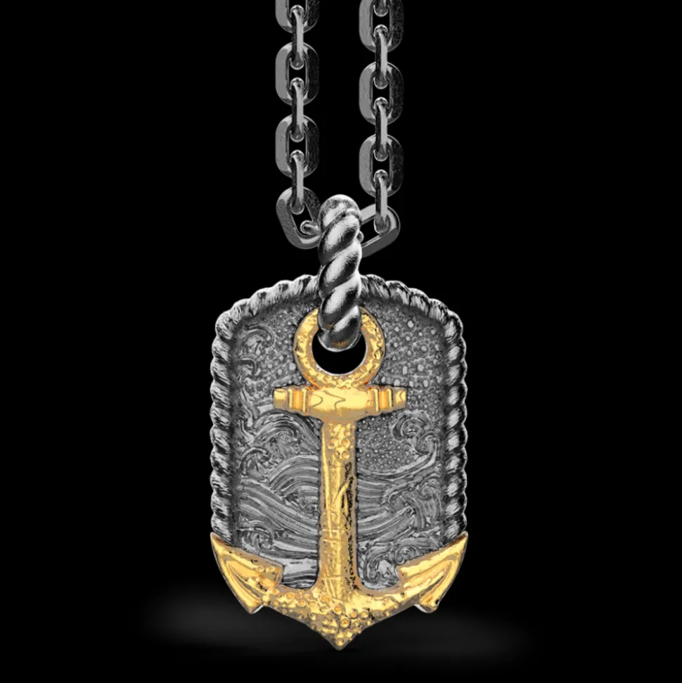 Collana Zancan in argento brunito con ancora.