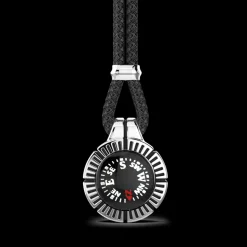 Collana Zancan in argento con bussola nera.