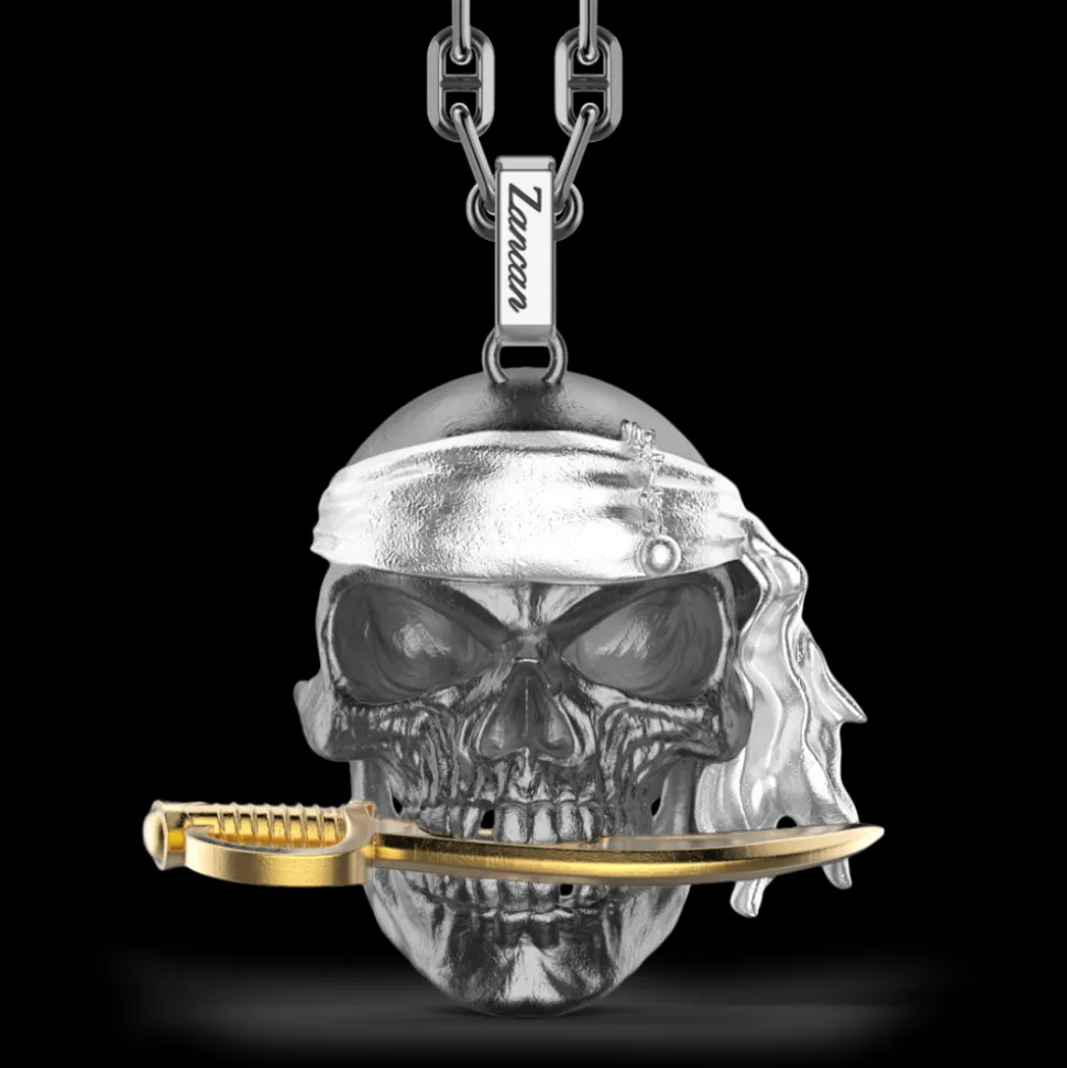 Collana Zancan in argento con pendente a teschio pirata.
