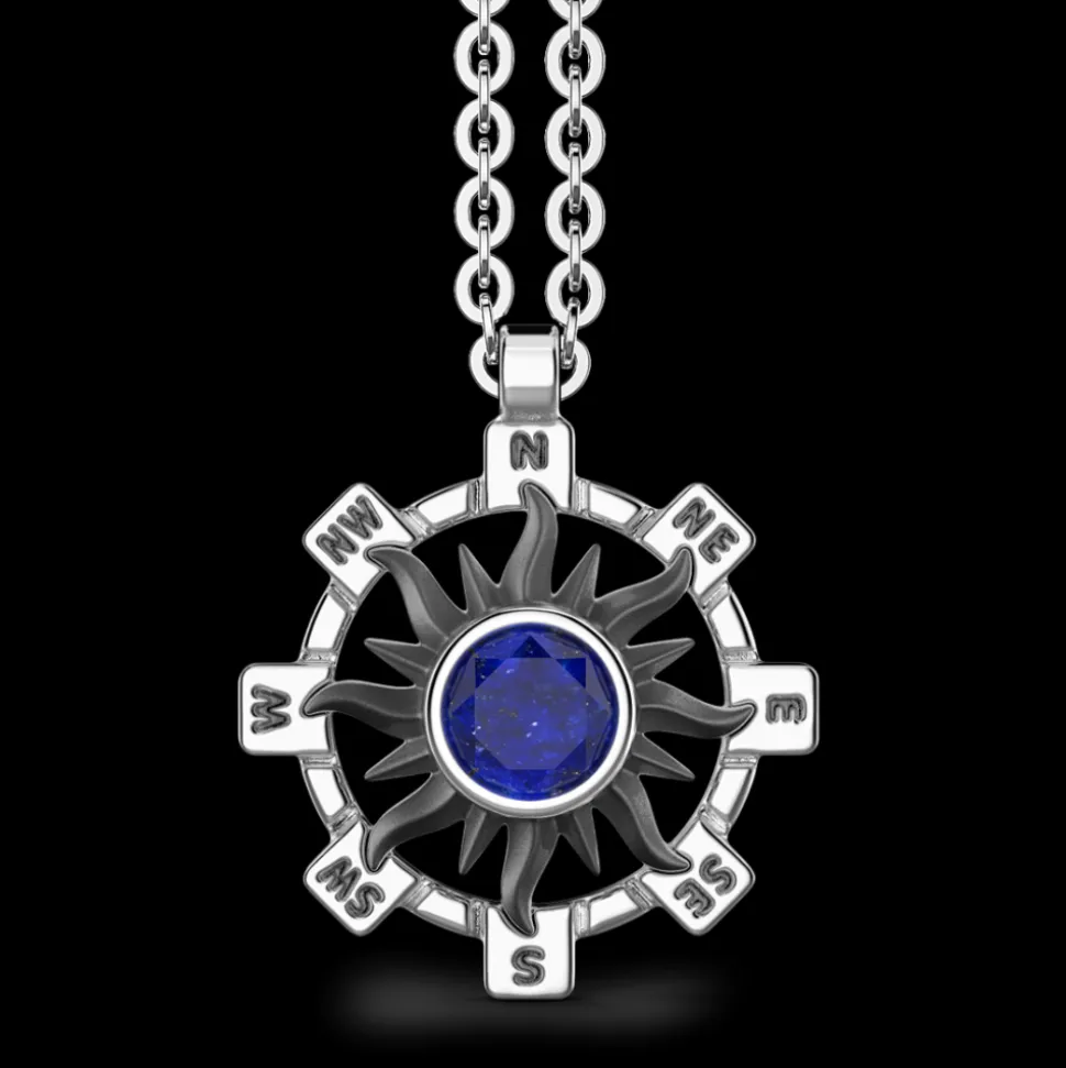 Collana Zancan in argento con pendente a sole e pietra blu.