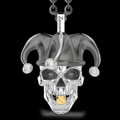 Collana Zancan in argento con pendente a teschio joker.