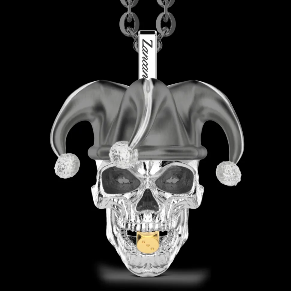 Collana Zancan in argento con pendente a teschio joker.