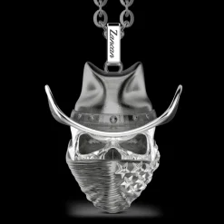 Collana Zancan in argento con pendente a teschio cowbloy.