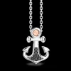 Collana Zancan in argento con pendente ad ancora e pietre nere.