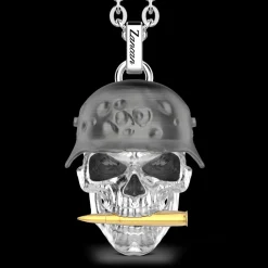 Collana Zancan in argento con pendente a teschio militare.