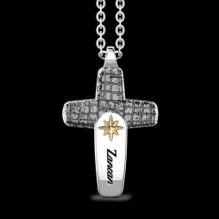 Collana Zancan in argento con pendente a croce ad effetto pelle.