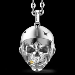 Collana Zancan in argento con pendente a teschio nativo aviatore.