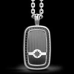 Collana Zancan in argento a targa con pietre nere.