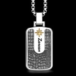 Collana Zancan in argento con pendente a targa ad effetto pelle.