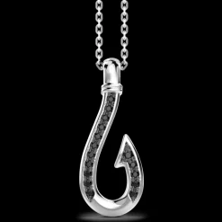 Collana Zancan in argento con pendente ad amo con pietre nere.