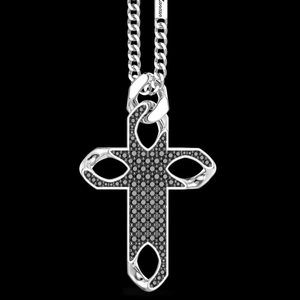Collana Zancan in argento con pendente a croce e pietre.
