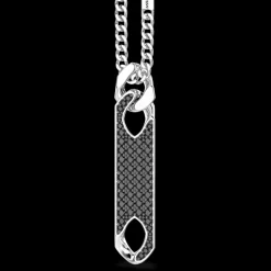 Collana Zancan in argento con pendente a targa e pietre.