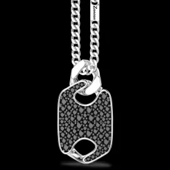 Collana Zancan in argento con pendente a targa e pietre.