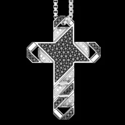 Collana Zancan in argento con pendente a croce e pietre.