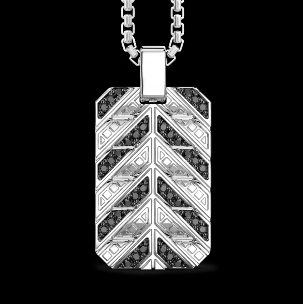 Collana Zancan in argento con pendente a targa e pietre.