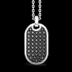 Collana Zancan in argento con pendete a targa con pietre nere.