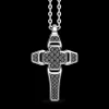Collana Zancan in argento con pendente a croce e pietre nere.