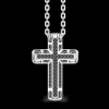 Collana Zancan in argento con pendente a croce e pietre nere.