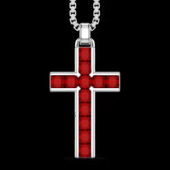 Collana Zancan in argento con pendente a croce e pietre naturali.