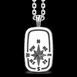 Collana Zancan in argento con pendente a targa e rosa dei venti.