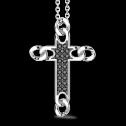 Collana Zancan in argento con pendente a croce e pietre naturali.