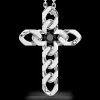 Collana Zancan in argento con pendente a croce e pietre nere.