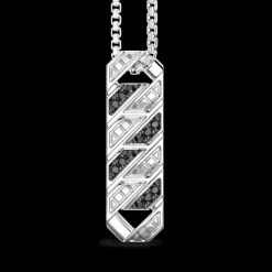 Collana Zancan in argento con pendente a targa e pietre.