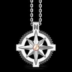 Collana Zancan in argento, pendente a rosa dei venti e vite in oro rosa