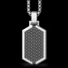 Collana Zancan in argento con pendente a targa tempestato di pietre nere.