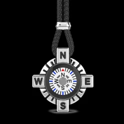 Collana Zancan in argento con bussola bianca.