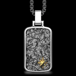 Collana Zancan in argento con pendente a targa con filo spinato.