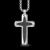 Collana Zancan in argento con pendente a croce e pietre nere.