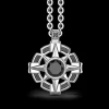 Collana Zancan in argento con pendente a rosa dei venti e pietra nera.