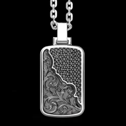 Collana Zancan in argento a targa con pietre nere.