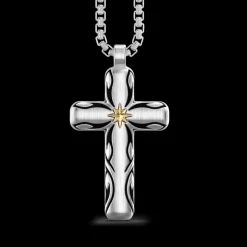 Collana Zancan in argento con pendente a croce e motivo tribale.
