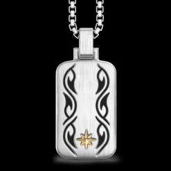 Collana Zancan in argento con pendente a targa e motivo tribale.