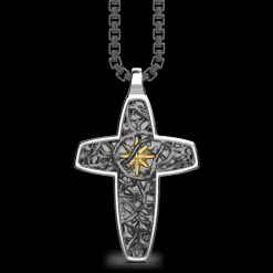 Collana Zancan in argento con pendente a croce con filo spinato.