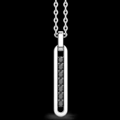 Collana Zancan in argento con pendente a targa e pietre nere.