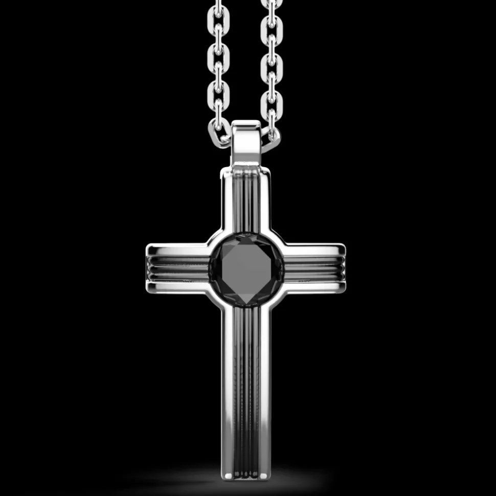 Collana Zancan in argento con pendente a croce e pietra onice.
