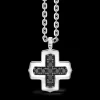 Collana Zancan in argento con pendente a croce greca e pietre nere.