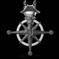 Collana Zancan in argento con pendente a teschio pirata.